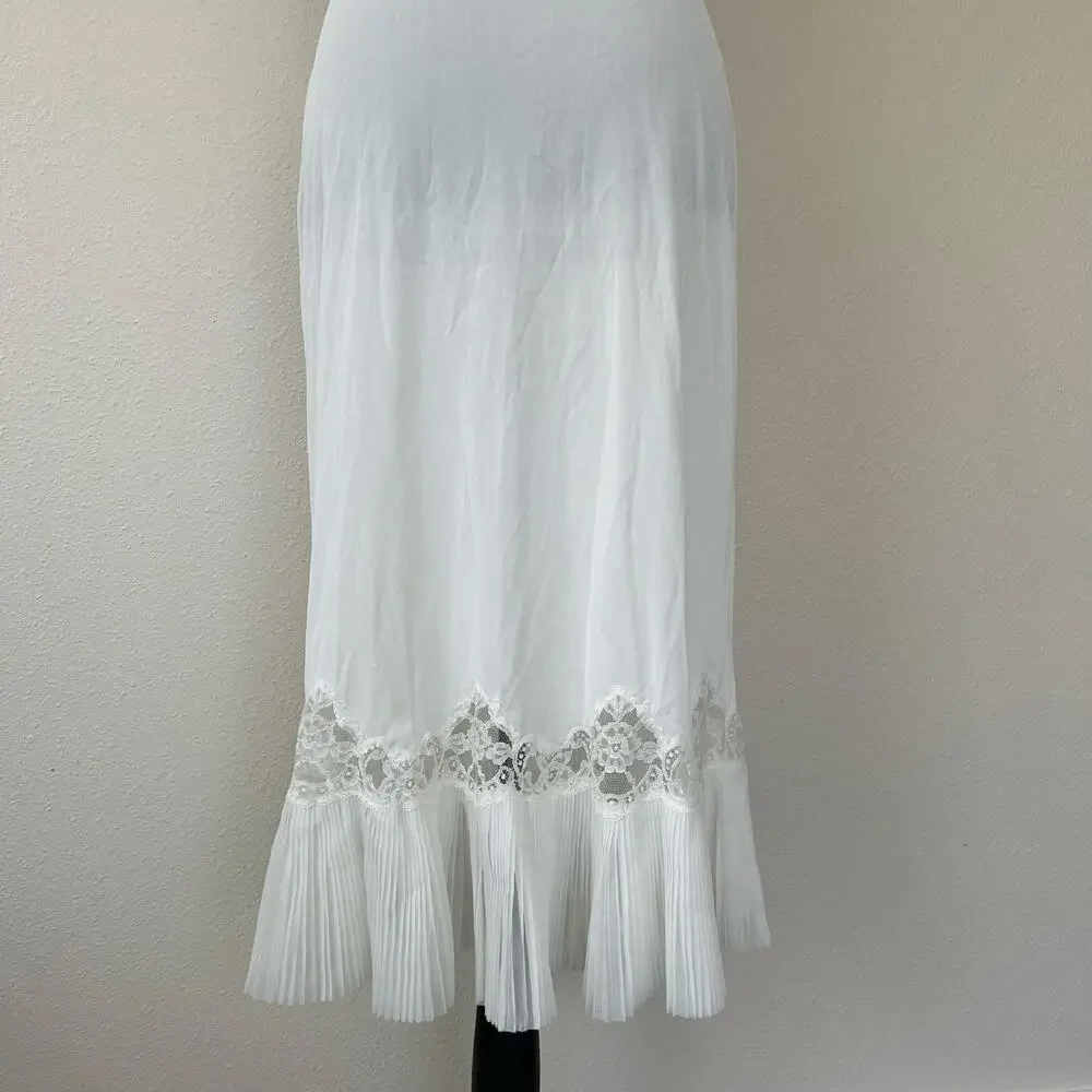 Vintage Vanity fair slip dress babydoll lace top 80s 90s  pleated hem 34 tall - Picture 8 of 16